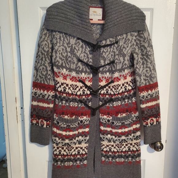 BOB TIMBERLAKE Nordic style sweater coat with pockets Dry cleaned Wool sz.SM - Picture 9 of 9